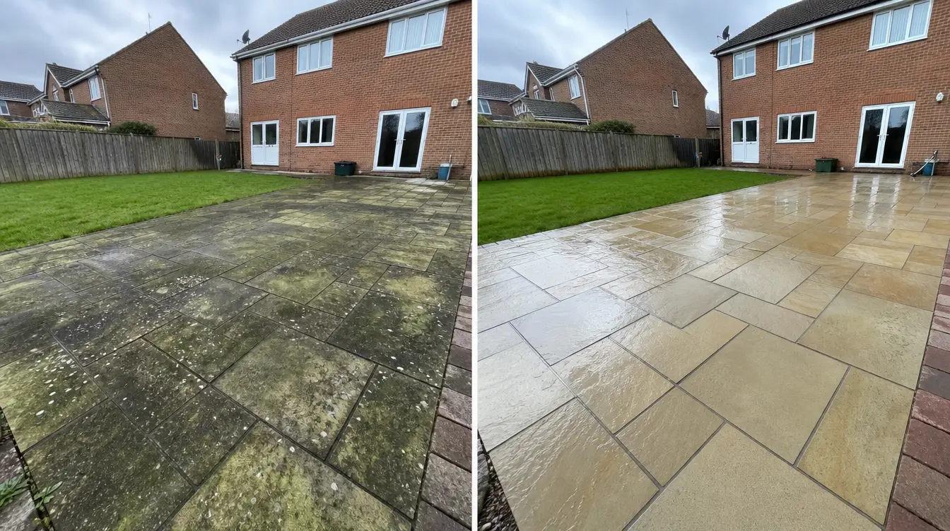 Garden patio cleaning before and after